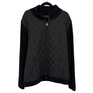 7 Diamonds Quilted Wool Blend Full Zip Jacket Black Knit Sleeves Men’s Size XXL